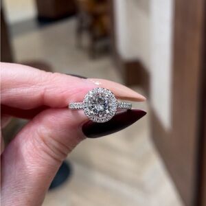 NATURAL Zeghani engagement ring. 14K white gold